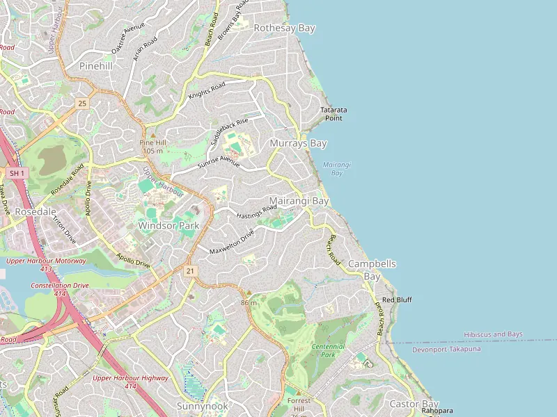Map of Mairangi Bay, Auckland